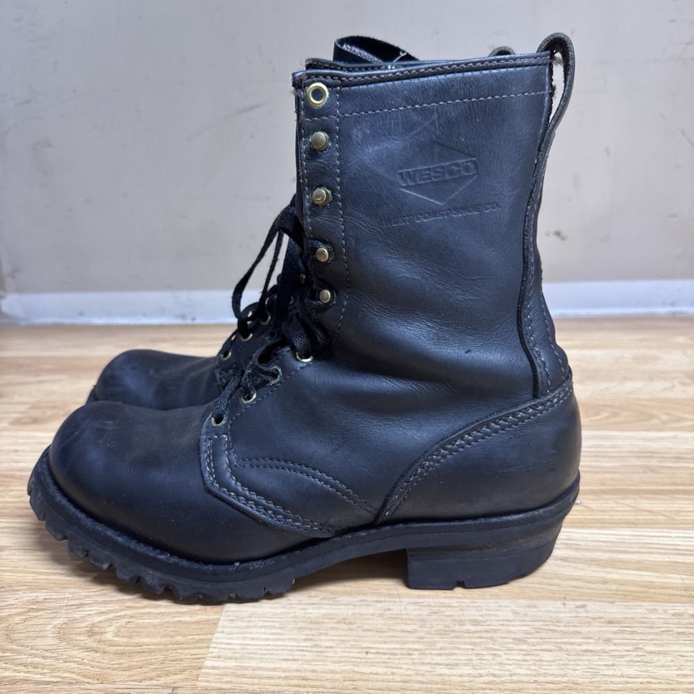 Wesco West Coast Shoe Co Jobmaster Black Leather Logger Boots Vibram Mens 12
